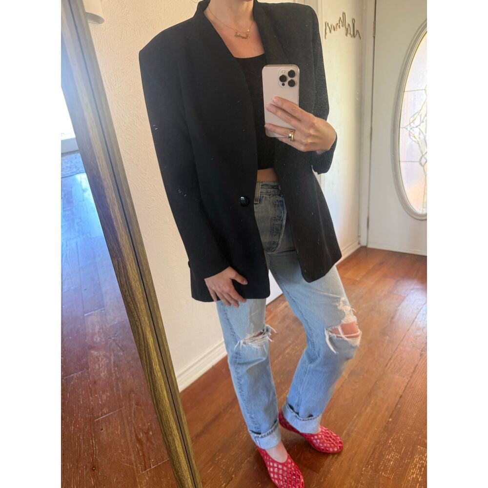 Vintage Rena Rowan for Saville Black Tuxedo Blazer Jacket  Oversized 90s